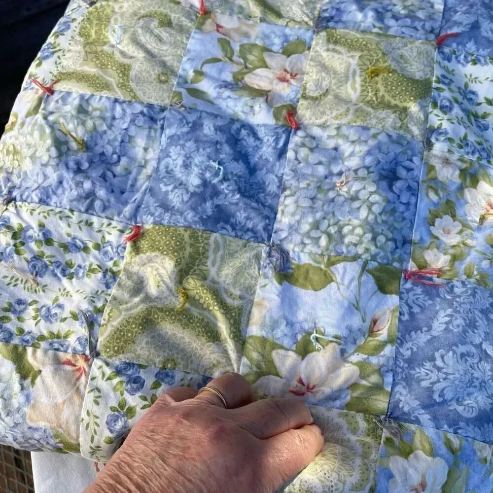 Handmade baby or lap blanket . Patchwork quilted